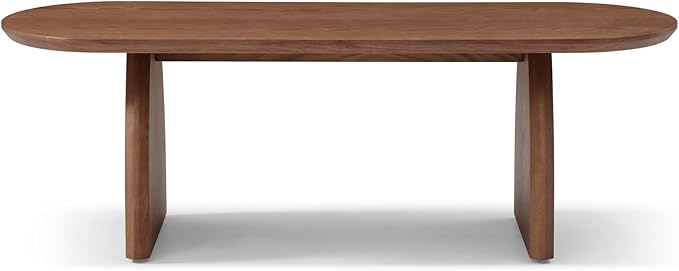 KEVINSPACE Oval Coffee Table for Living Room Modern Solid Wood Center Tables Cocktail Fluted 47.24" W Reception Room Easy Assemble, Walnut