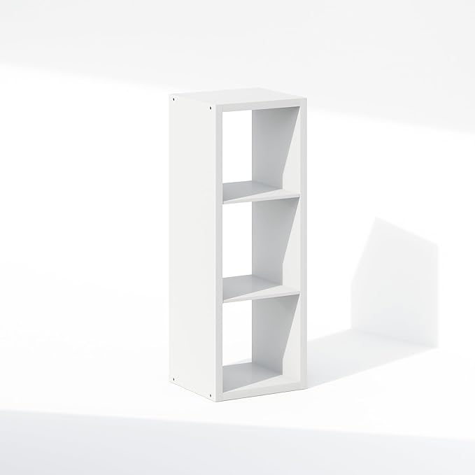Furinno Cubic Open Back Multipurpose Clothing & Closet Storage Organizer Shelf, 3-Cube, White