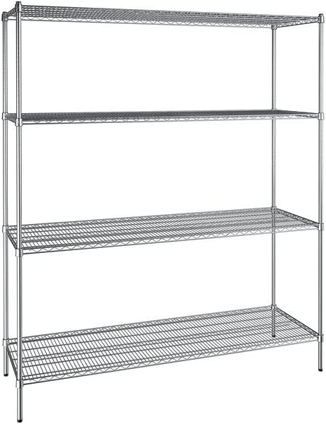 24" x 72" NSF Chrome 4-Shelf Kit with 86" Posts, Heavy Duty Storage Shelving, Wire Shelving Kit, NSF Commercial Storage Rack Unit