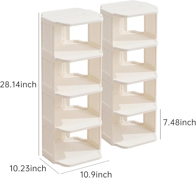 Small Shoe Rack, 10 Tier Plastic Vertical Shoe Rack for Small and Narrow Spaces, Free Standing Shoe Organizer for Closet, Entryway-NeatNest