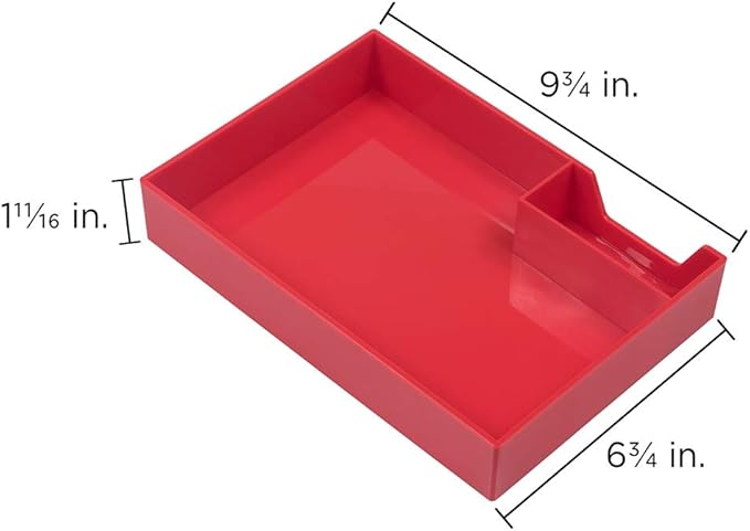 JAM Paper Stackable Half Desk Trays - Red - Office & Desk Supply Organizer Top Tray - Sold Individually-NeatNest