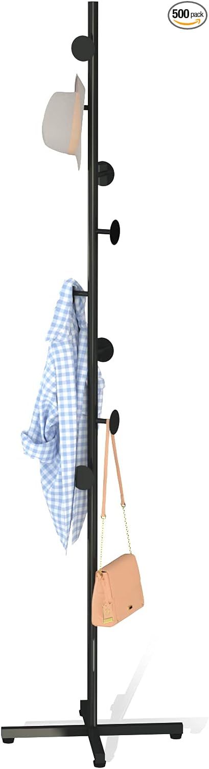 Coat Rack Freestanding, Black Coat Tree With 8 Hooks Metal Coat Stand for Entryway,Hallway, Bedroom, Office for Coats, Hanging Clothes, Jacket, Hats, Bags-NeatNest