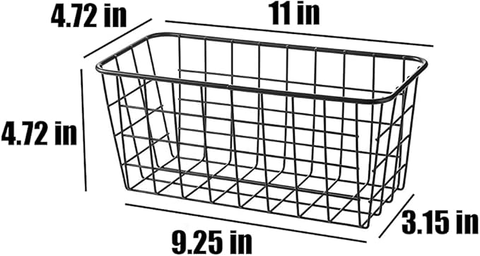 LeleCAT Small Wire Stroage Baskets, Wire Baskets for Kitchen Cabinets, Pantry, mall bags of tea and seasoning packets, Bathroom, Black, 2 Pack-NeatNest