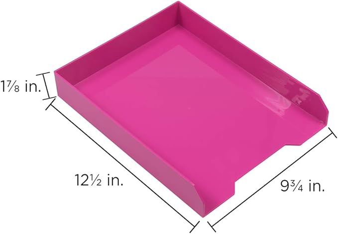 JAM PAPER Stackable Paper Trays - Pink - Desktop Document, Letter, & File Organizer Tray - 2/Pack-NeatNest