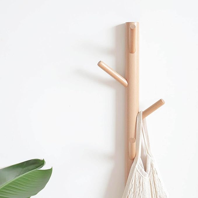 Coat Rack 2 pack-Wall Mounted Hat Rack Coat Hooks-Sturdy Wooden Coat Rack Stand-Entryway Hall Tree Coat Tree with Solid Base for Hat,Clothes,Purse,Scarves,Handbags,Umbrella(Nature)-NeatNest