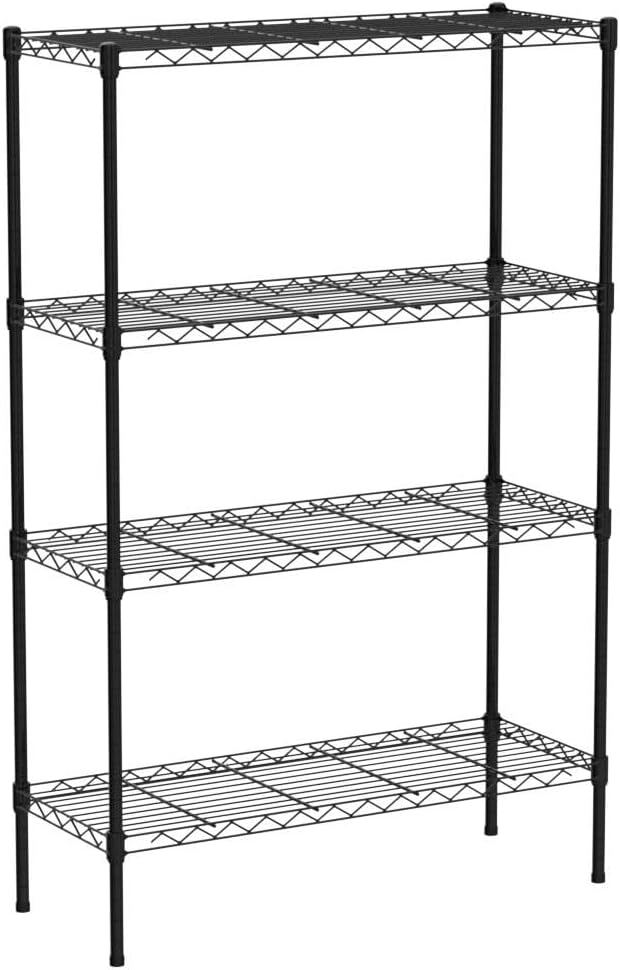 4 Tier Wire Shelving Unit Storage Shelves Shelf Organizer 54"x36"x14" Heavy Duty Metal Storage Rack Wire Rack NSF Height Adjustable for Laundry Bathroom Kitchen Garage Shelving (Black)