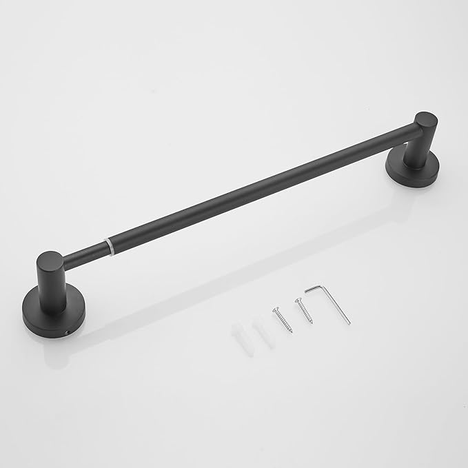 Adjustable Towel Racks Bathroom Towel Drying Rack Wall Mounted Expandable Towel bar 15.7-27.7 inches can be Extended Telescopic Towel bar (Black)