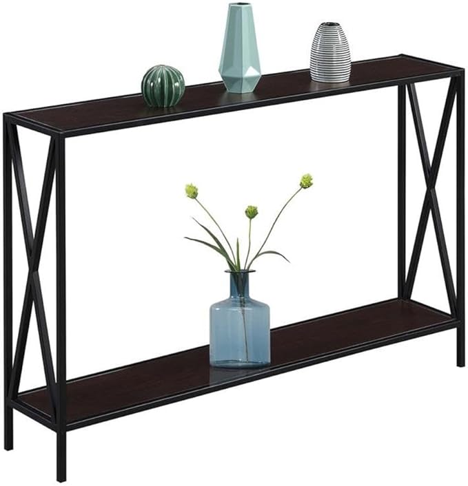 Convenience Concepts Tucson Console Table 47.25" - Modern Sofa Table with Storage Shelf, Entryway Hall Table for Living Room, Espresso/Black-NeatNest