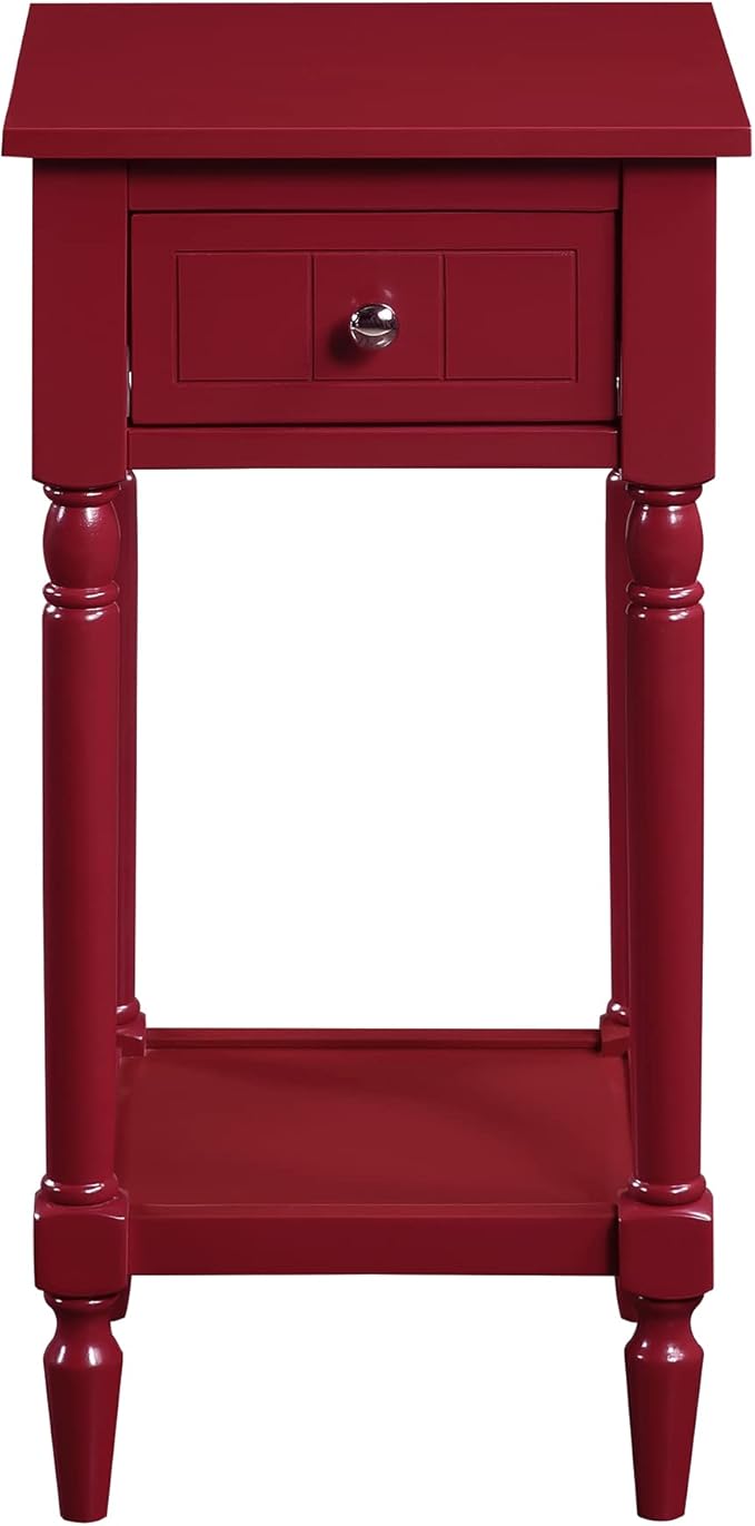 Convenience Concepts French Country Khloe 1 Drawer Accent End Table 14" - Traditional Farmhouse Side Table with Storage Drawer and Shelf for Living Room, Cranberry Red-NeatNest