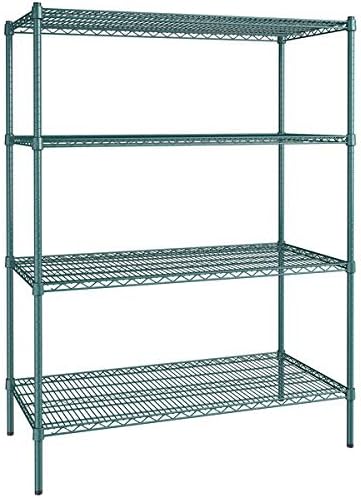 24" x 48" NSF Green Epoxy 4-Shelf Kit with 64" Posts, Heavy Duty Storage Shelving, Wire Shelving Kit, NSF Commercial Storage Rack Unit