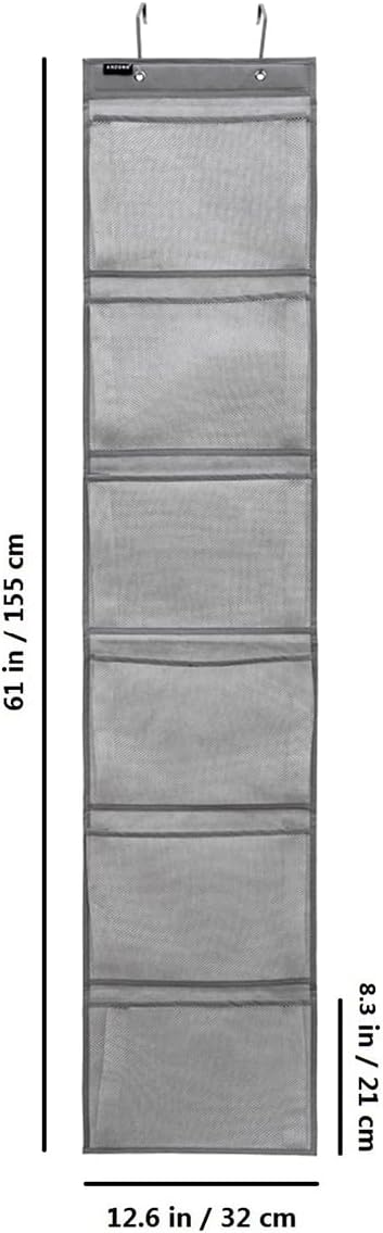 Extra Large Pockets Shoe Organizer for Closet Over The Narrow Door Hanging Shoe Holder Storage with 6 Mesh Pockets (6 Large Pockets)-NeatNest