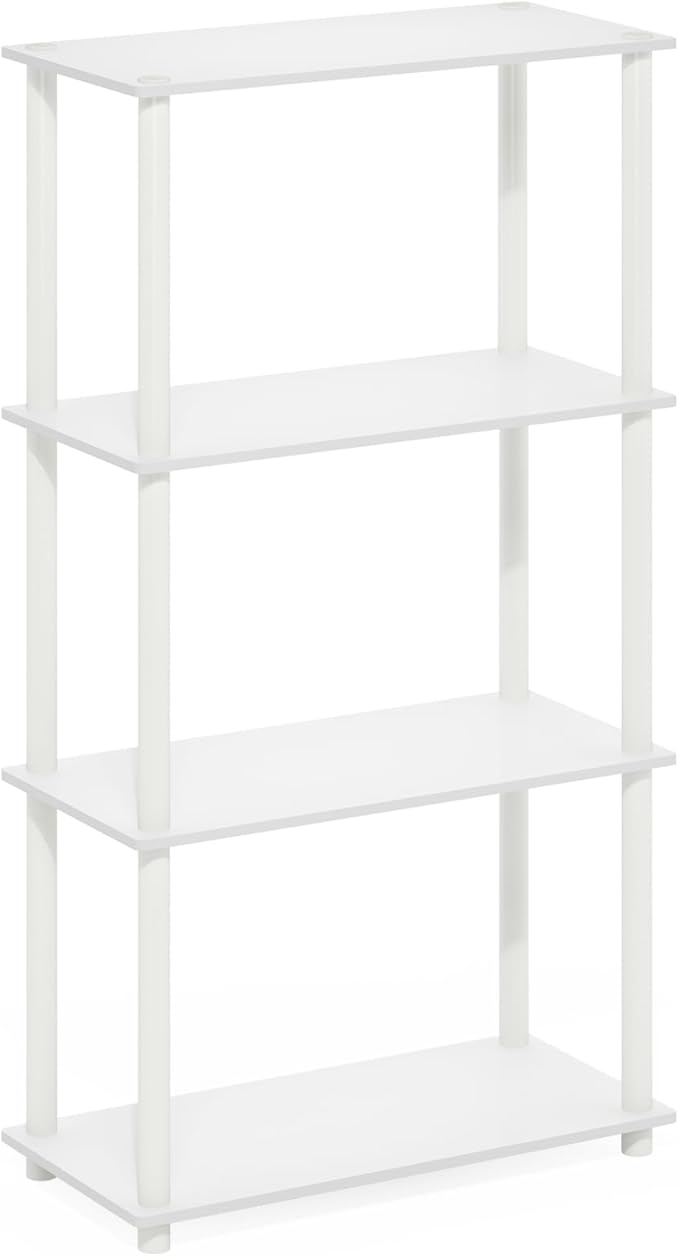 Furinno Turn-N-Tube 4-Tier Multipurpose Shelf Display Rack, White/White-NeatNest