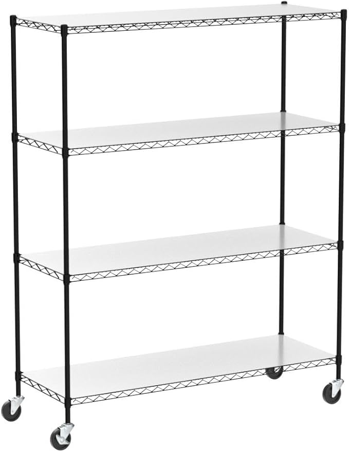 CAPHAUS NSF Commercial Grade Heavy Duty Wire Shelving w/Wheels, Leveling Feet & Liners, Storage Metal Shelf, Garage Shelving Storage, Utility Wire Rack Storage Shelves, 60 x 24 x 76 4-Tier w/Liner-NeatNest