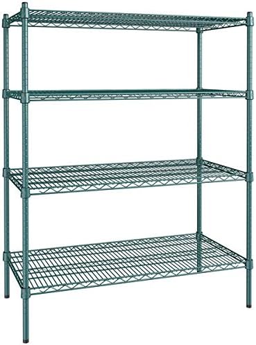 21" x 42" NSF Green Epoxy 4-Shelf Kit with 54" Posts, Heavy Duty Storage Shelving, Wire Shelving Kit, NSF Commercial Storage Rack Unit