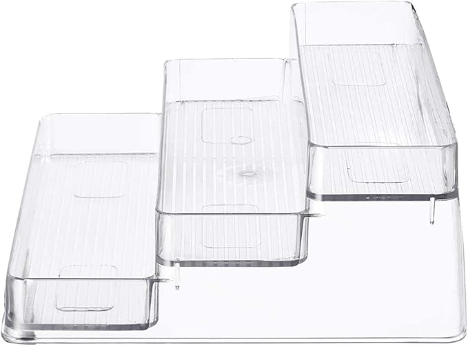 Home Intuition 3-Tier Spice Rack Step Shelf Cabinet Organizer, Clear (2)-NeatNest
