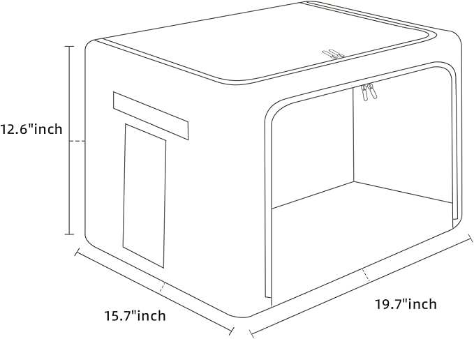 2 Pack Clothes Storage Bins Foldable Metal Frame Storage Box Large Capacity Linen Fabric Organizer Set with Carrying Handles and Clear Window (Black, 19.7x 15.7x 12.6 Inch)-NeatNest