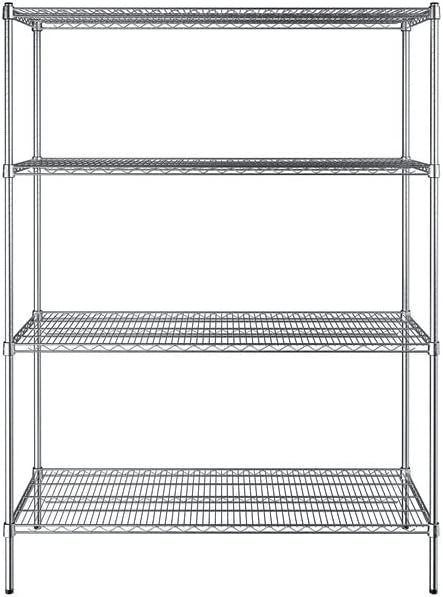 21" x 54" NSF Chrome 4-Shelf Kit with 74" Posts, Heavy Duty Storage Shelving, Wire Shelving Kit, NSF Commercial Storage Rack Unit