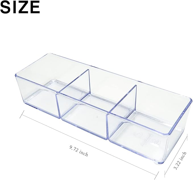 carrotez 3 Compartment Clear Plastic Drawer Organizer for Makeup, Bathroom, Desk, Vanity-NeatNest