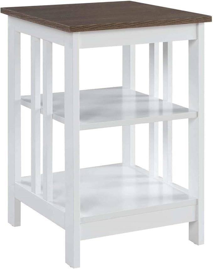Convenience Concepts Mission End Table with Shelves, Driftwood/White-NeatNest