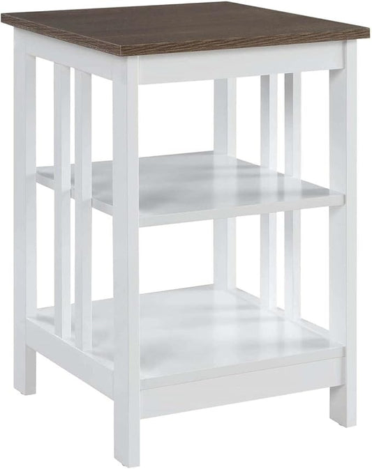 Convenience Concepts Mission End Table with Shelves, Driftwood/White-NeatNest