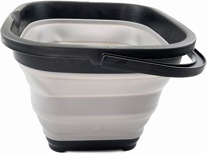SAMMART 10L (2.6 Gallon) Collapsible Rectangular Handy Basket/Bucket (Black/Alloy Grey)-NeatNest