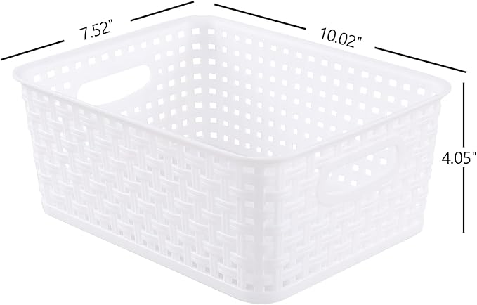 6-Pack Plastic Storage Basket, Desktop Organizing Bin, White