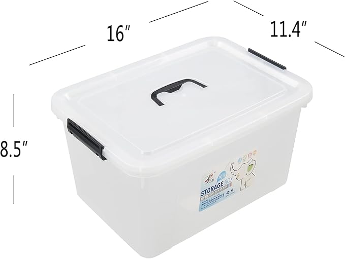 17.5 Quart Clear Storage Box, Plastic Storage Bins with Lids, 4-Pack