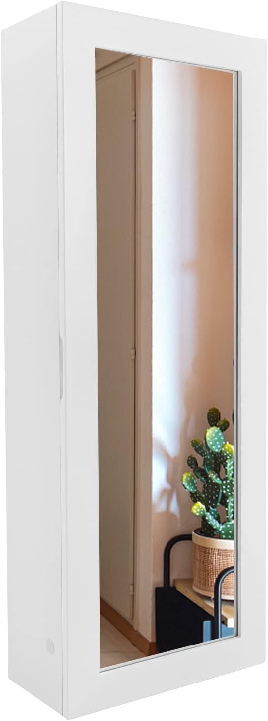 Ironing Board Cabinet Wall Mounted, Cabinet with Built-in Ironing Board, Foldable Ironing Storage Station with Mirror for Home, Apartment & Small Spaces, Easy-Release Lever