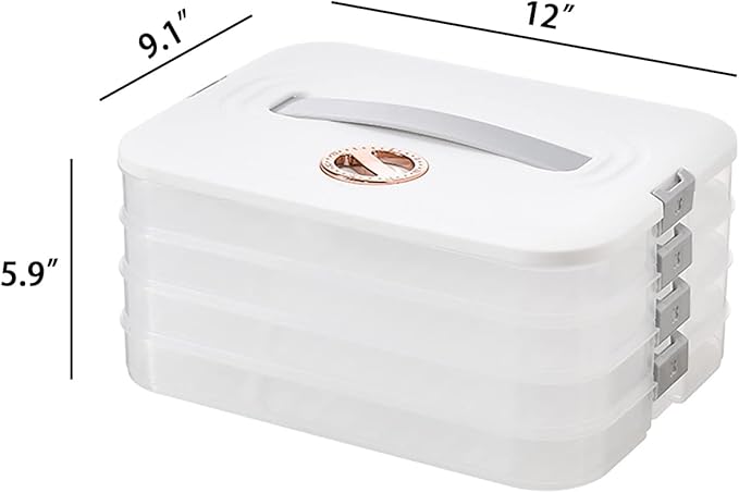 4-Layer Food Storage Containers with Lids Dumpling Storage Box,Good Sealing,Stackable Food Containers