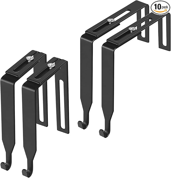 10 Pcs Over The Door Hooks, Adjustable Cubicle Hooks, Premium Metal Cubicle Door Hangers, Fit 1 3/8" to 3 1/2" Panels Heavy Duty Holder for Clothes, Towels, Hats, Coats, Black