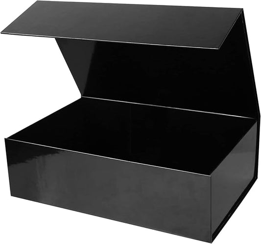 Aimyoo Large Black Collapsible Gift Box with Magnetic Closure Lids 13.8x9x4.3 in, Bridesmaid Groomsman Proposal Boxes, Rectangle Present Box for Graduation Birthday Storage (1 Pack)-NeatNest