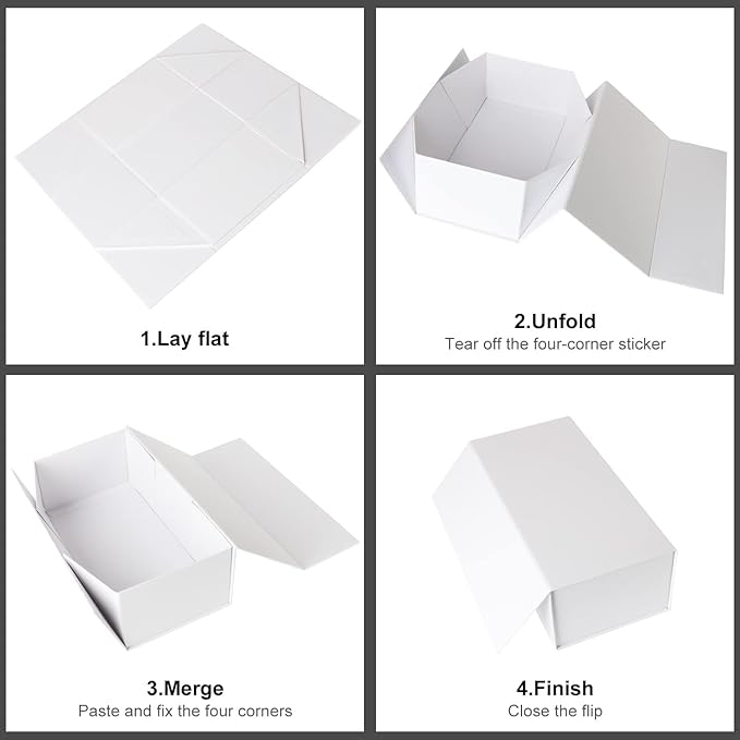 Gift Boxe 12" x 6" x 4" with Magnetic Closure Lid Gift Boxes for Presents,Bridesmaid Gifts Box,Cute Box,Birthday Gift box,Luxury for Gift Packaging, Magnetic Gift Box for Wrapping Gifts (White/5PCS)-NeatNest