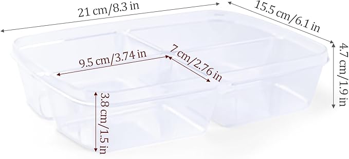 4 Pcs Reusable 4 Compartment Food Storage Containers with Lids, Food Containers for Storing fruits, Meat, Vegetables.