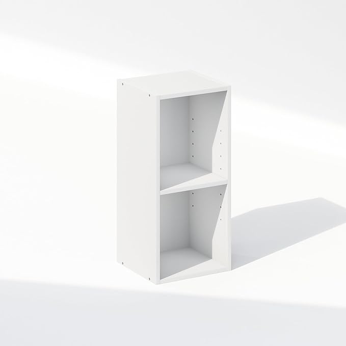 Furinno Reed 2-Tier Multipurpose Clothing & Closet Storage Organizer Shelf, 10-Inch Width, White-NeatNest