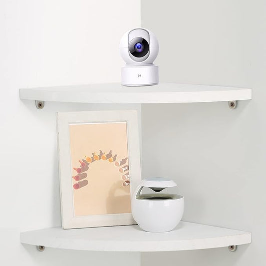 10 inch Corner Wall Shelf Set of 2, Solid Wood Corner Floating Shelves for Wall, Round End Wall Mounted Floating Shelf for Bedroom, Living Room and Kitchen (White-10 inch)-NeatNest