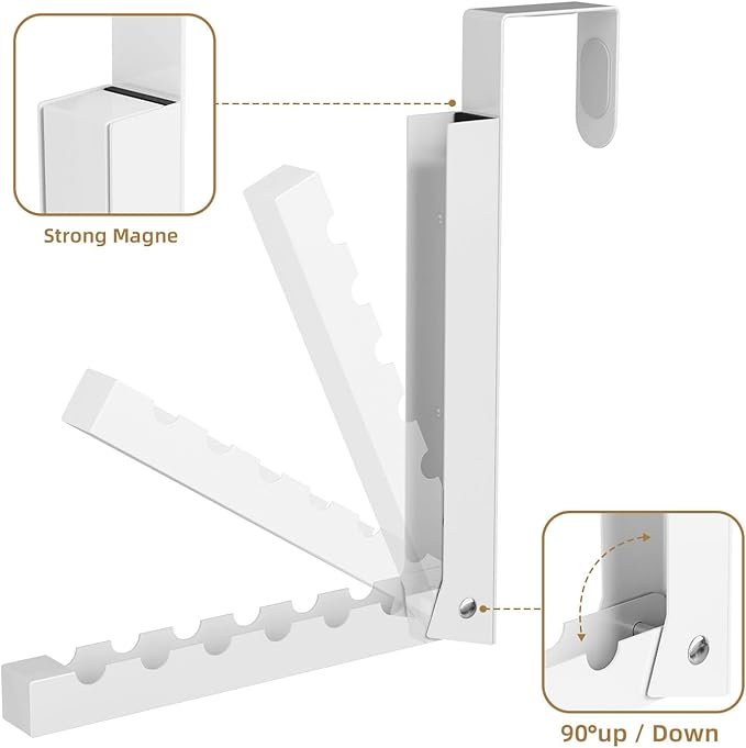 2 Pack Over The Door Hanger, Folding Over The Door Drying Rack for Laundry,Overdoor Hanger Hook Coat Rack,Portable Small Clothes Drying Rack for Dorm, White