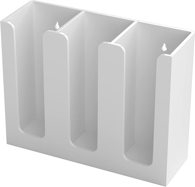 Richboom Acrylic Coffee Cup and Lid Storage Organizer Holder, 3 Compartments, White-NeatNest