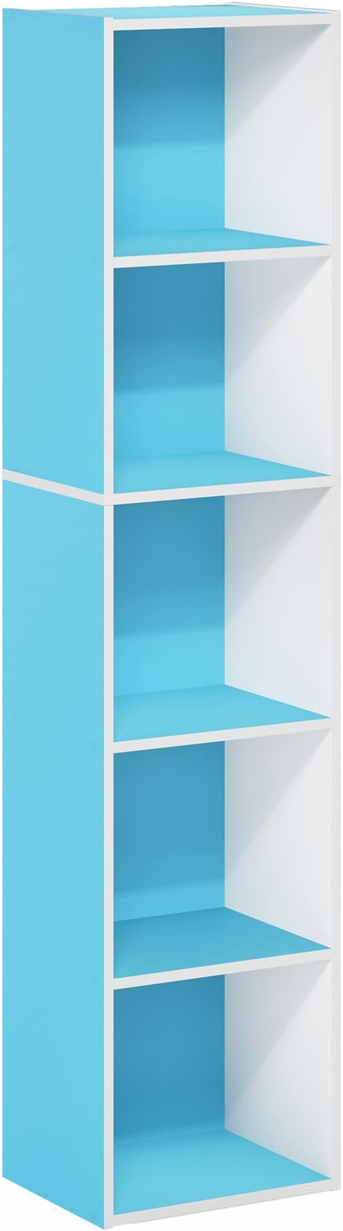 Furinno Luder Bookcase / Book / Storage, 5-Tier Cube, Light Blue/White-NeatNest