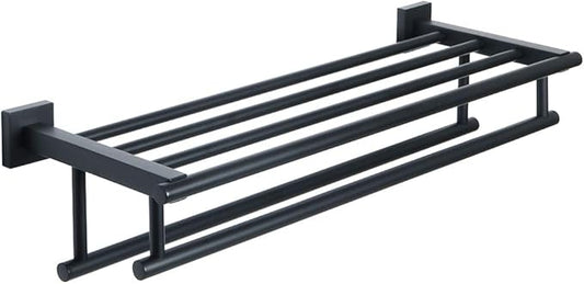 Alise Towel Rack,Large Towel Holder Towel Shelf with Double Towel Bars for Bathroom Lavatory,SUS 304 Stainless Steel Wall Mount Towel Hanger,Matte Black,20 Inch