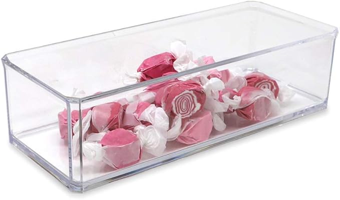 Isaac Jacobs Clear Acrylic Rectangular Stackable Storage Organizer, (9" L x 3.5" W x 2.5" H) Drawer Tray, Multi-Functional, Bathroom, Kitchen, Home, Office, Desk, Drawers-NeatNest