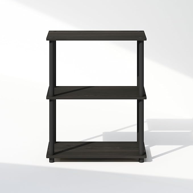 Furinno Turn-N-Tube 3-Tier Multipurpose Compact Bookcase, Espresso/Black-NeatNest
