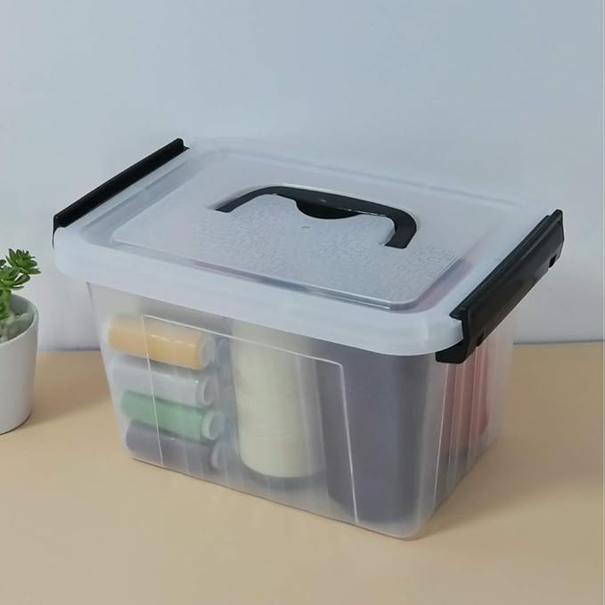 Bringer 3 Quart 6-Pack Clear Plastic Storage Boxes, Latch Box with Black Handle-NeatNest
