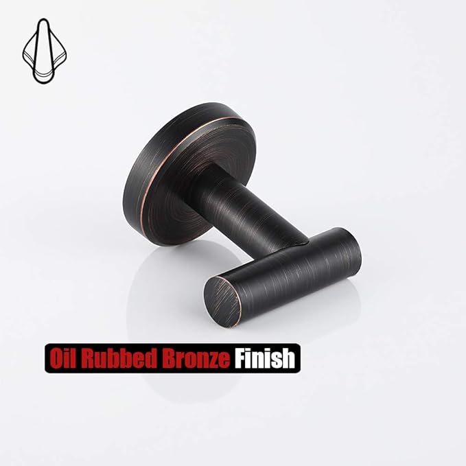 JQK Bathroom Towel Hook Oil Rubbed Bronze, 304 Stainless Steel 0.8mm Coat Robe Clothes Hook for Bathroom Kitchen Garage Wall Mounted (Pack of 4), TH100-ORB-P4-NeatNest