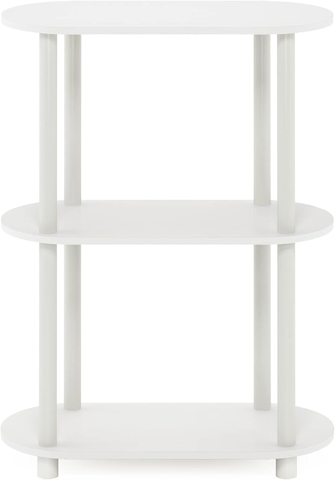 Furinno Turn-N-Tube No Tools 3-Tier Modern Oval Side Display Rack, White/Virgin White-NeatNest