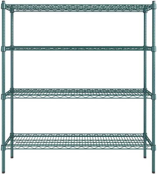 14" x 48" NSF Green Epoxy 4-Shelf Kit with 54" Posts, Heavy Duty Storage Shelving, Wire Shelving Kit, NSF Commercial Storage Rack Unit