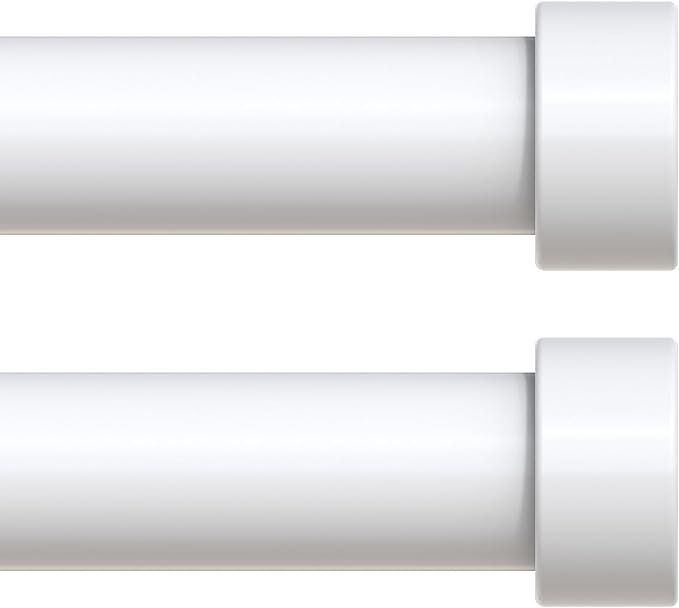 2 Pack Curtain Rods for Windows 18 to 45 Inch(1.5-3.75 Feet),White 1'' Diameter Drapery Rods with End Cap Style Design,Modern Adjustable Heavy Duty Curtain Rod,Size:18''-45''