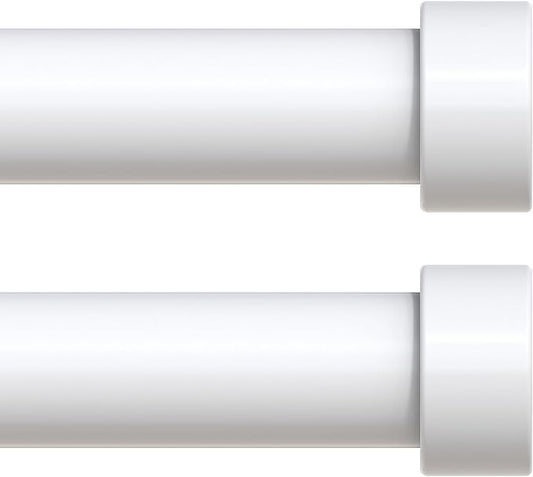 2 Pack Curtain Rods for Windows 18 to 45 Inch(1.5-3.75 Feet),White 1'' Diameter Drapery Rods with End Cap Style Design,Modern Adjustable Heavy Duty Curtain Rod,Size:18''-45''