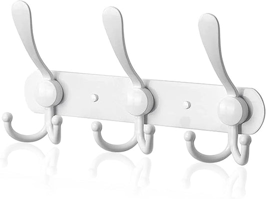 Coat Rack Wall Mounted,3 Tri Stainless Steel Coat Hook for Coat Hat Robes Towel in Mudroom Entryway (White, 1 Pack 3 Hook)-NeatNest
