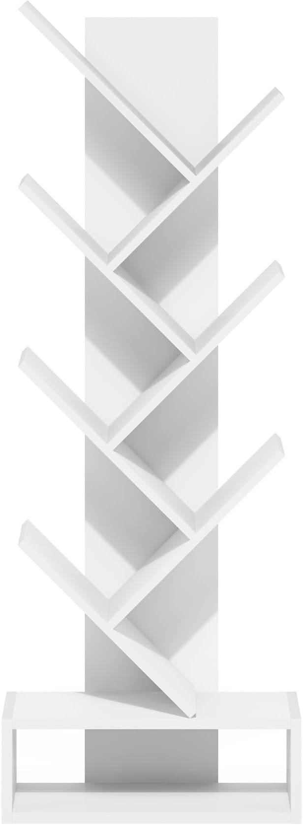 Furinno Tree Bookshelf 7-Tier Floor Standing Tree Bookcase with Bottom Shelf, White