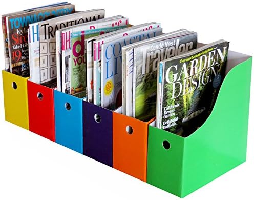 Evelots Magazine File Holder Organizer Box (6, 12, or 24 Pack) Storage for Desk and Shelves Multiple Color Options - Includes Labels for Organization